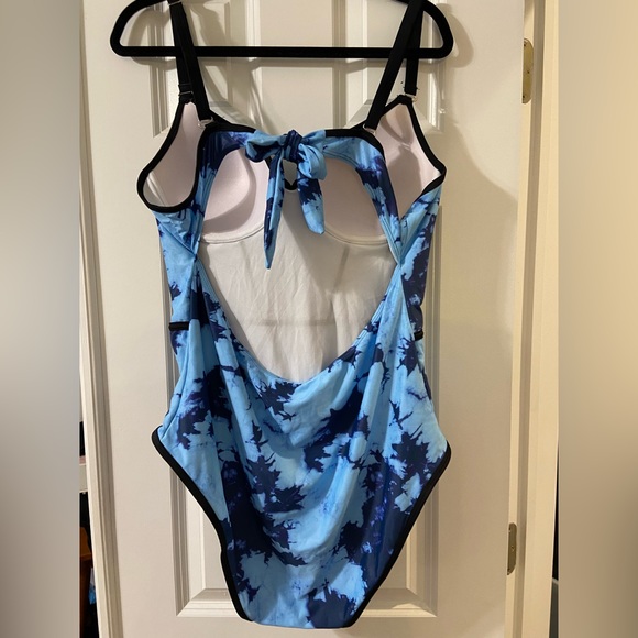 Never Worn SHEIN Blue Tie-dye One-Piece Adjustable Swimsuit - Size 2XL - Picture 2 of 4